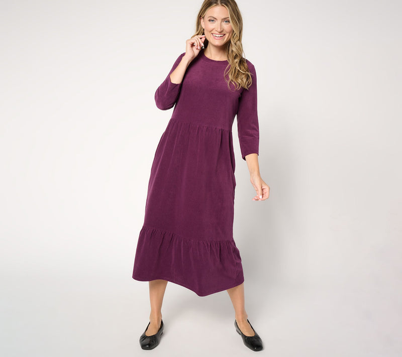 Denim & Co. Regular Heritage Velour Knit Midi Dress — View 9