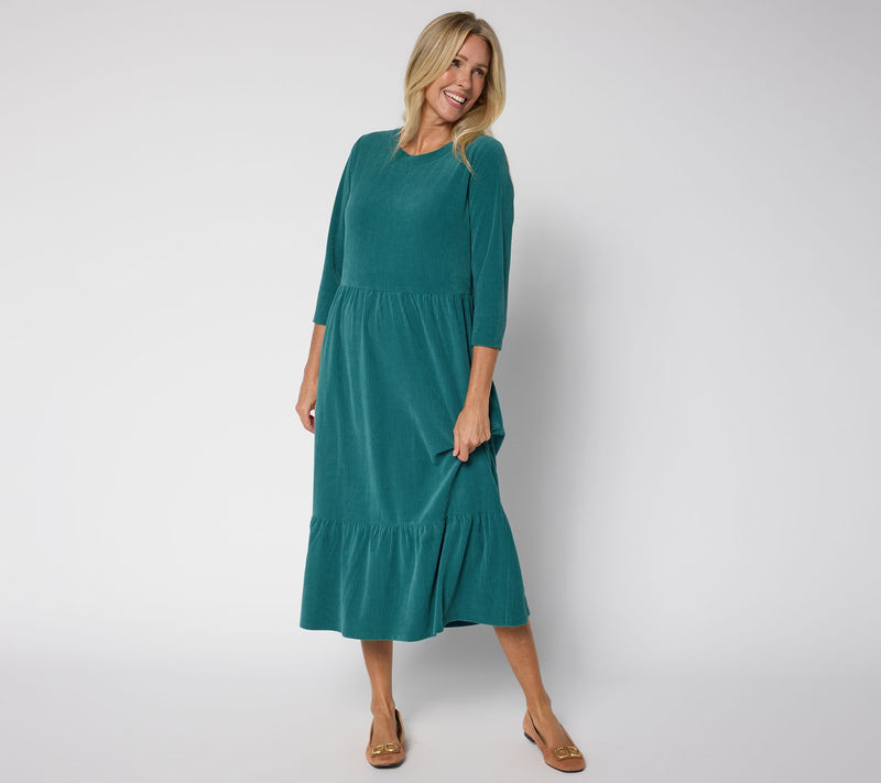 Denim & Co. Petite Heritage Velour Knit Midi Dress — Main view