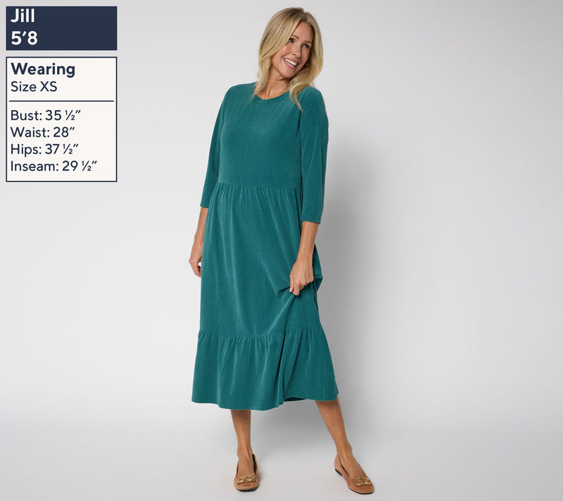Denim & Co. Petite Heritage Velour Knit Midi Dress — View 15