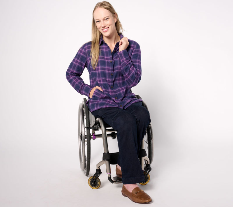 Denim & Co. Adaptive Heritage Plaid Button Front Tunic — View 5