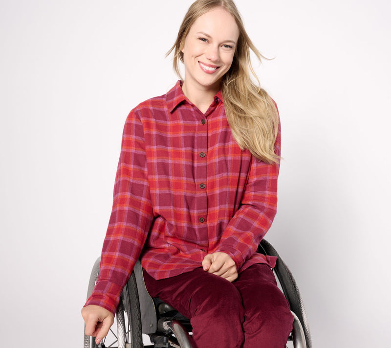 Denim & Co. Adaptive Heritage Plaid Button Front Tunic — View 11