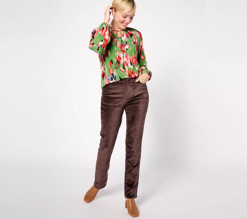 Belle by Kim Gravel Tall Velveteen Button Front Jean — View 9