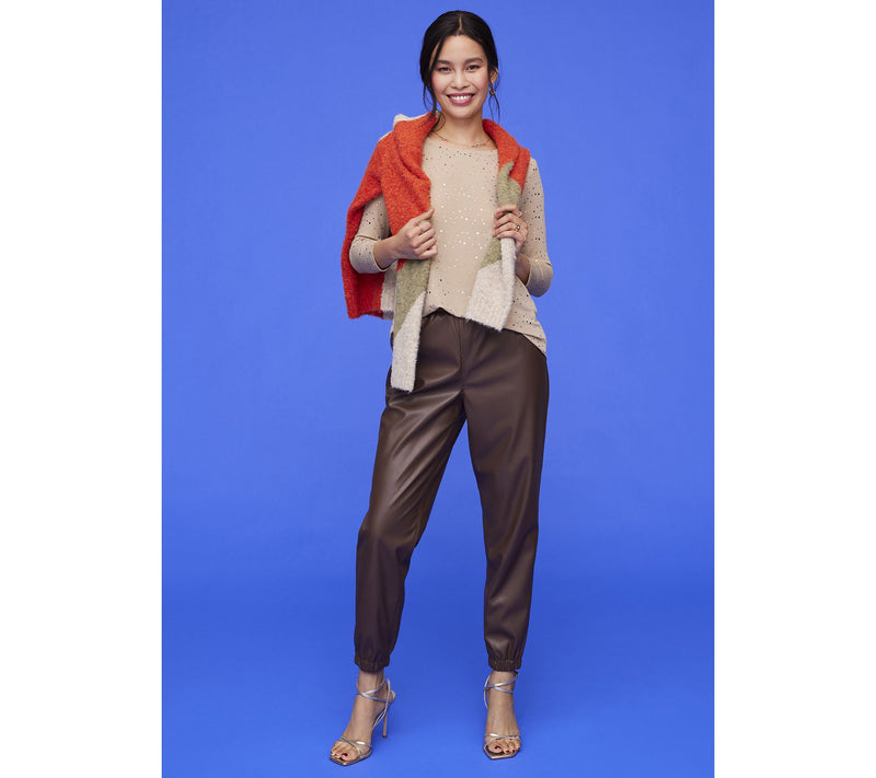 LOGO Layers by Lori Goldstein 3/4 Sleeve Sparkle Mesh Scoop Neck Top — View 11