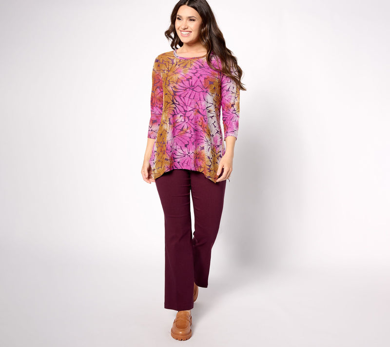 LOGO by Lori Goldstein Scoopneck Clipped Jacquard Top — View 3
