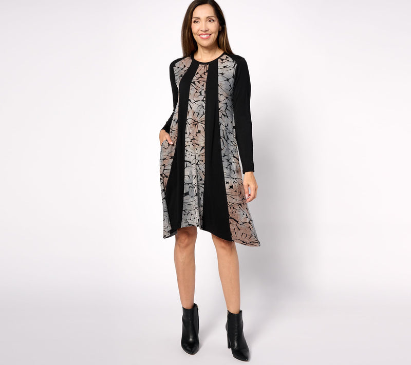 LOGO by Lori Goldstein Regular Knit Pieced Jacquard Dress — View 11
