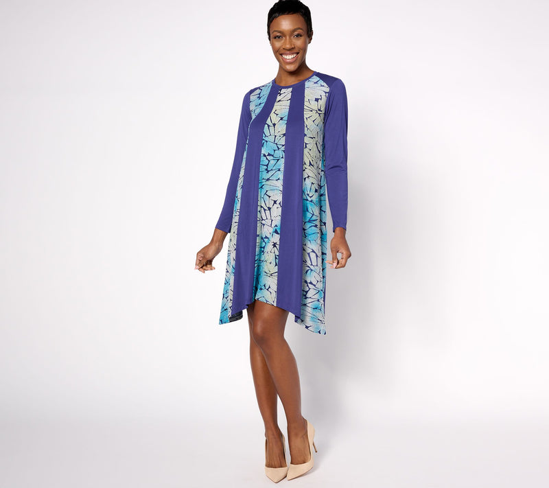 LOGO by Lori Goldstein Regular Knit Pieced Jacquard Dress — View 2