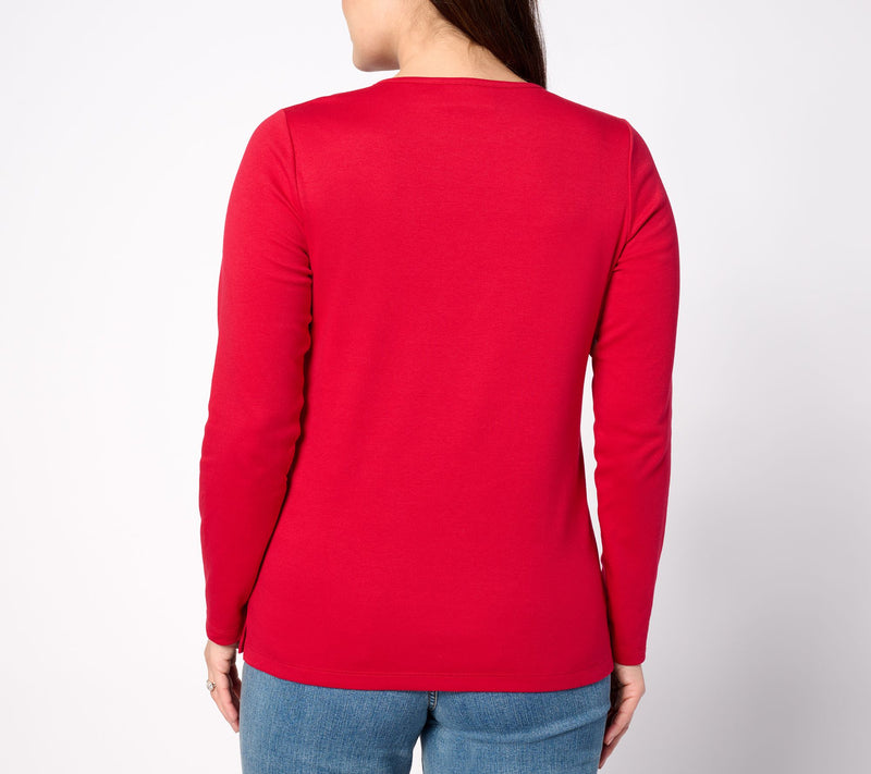 Quacker Factory Merry & Bright Embroidery with Sequin Top — View 2