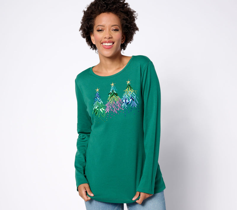 Quacker Factory Merry & Bright Embroidery with Sequin Top — View 11