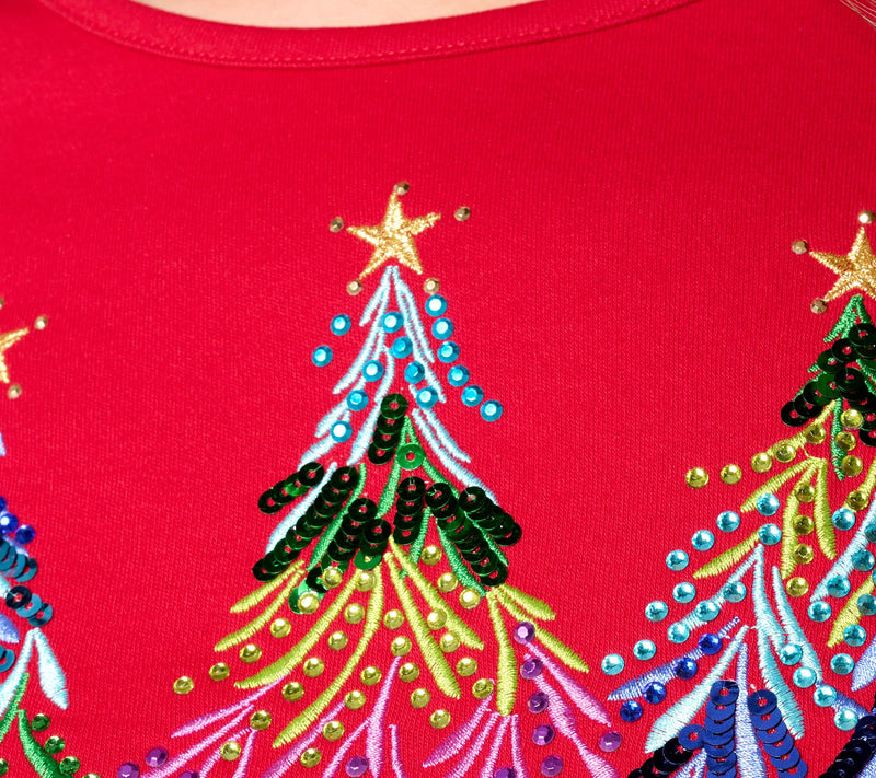 Quacker Factory Merry & Bright Embroidery with Sequin Top — View 4