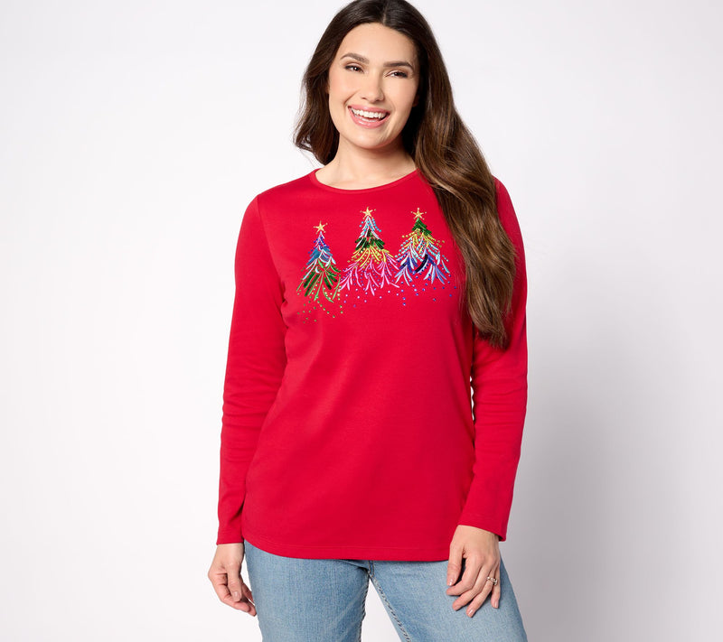 Quacker Factory Merry & Bright Embroidery with Sequin Top — View 14