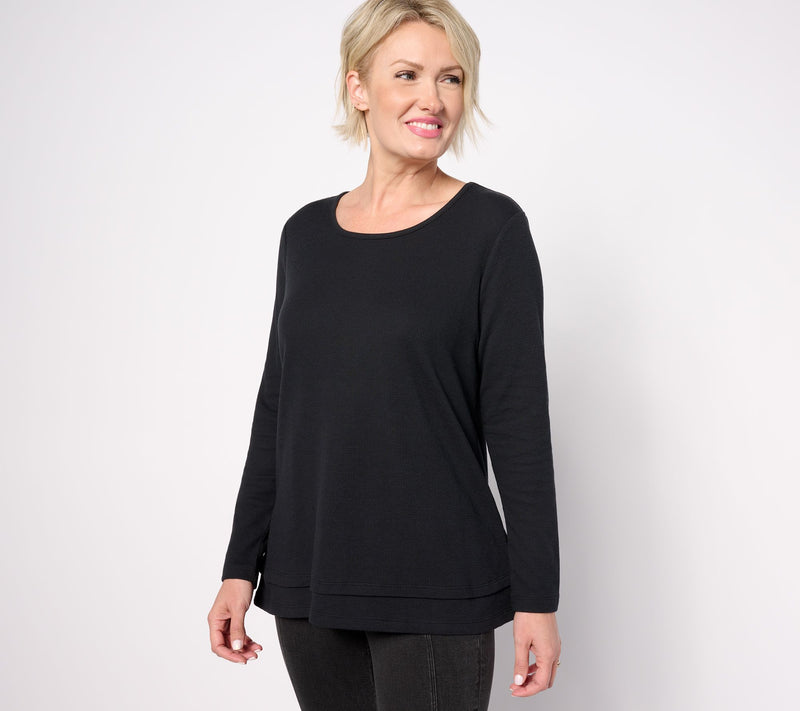 Denim & Co. Essentials Regular Waffle Knit Scoop Neck Swing Tunic — View 29