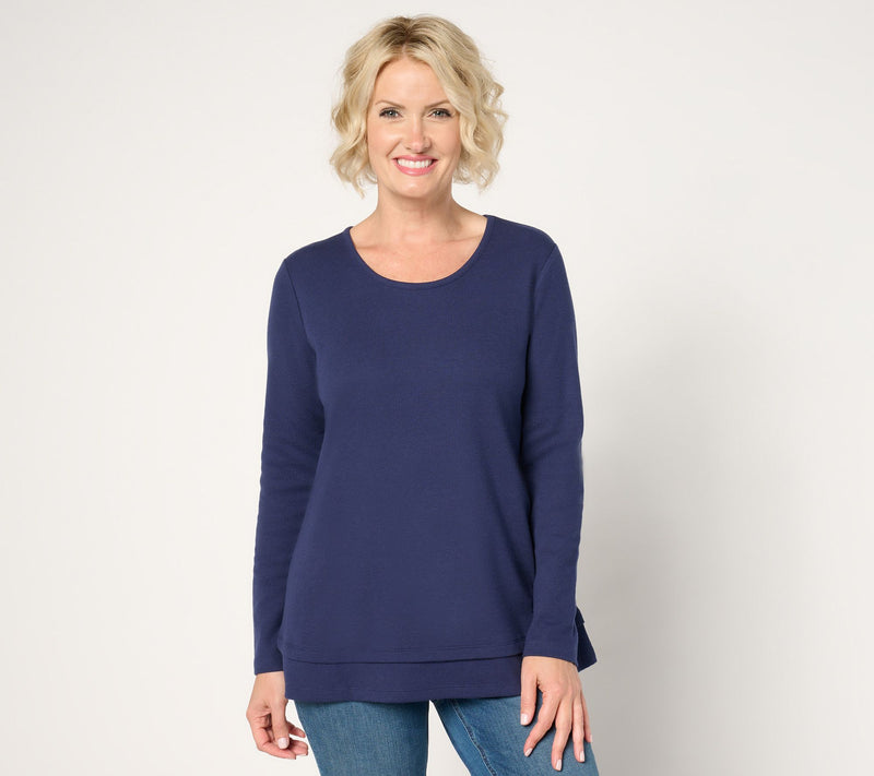 Denim & Co. Essentials Regular Waffle Knit Scoop Neck Swing Tunic — View 16