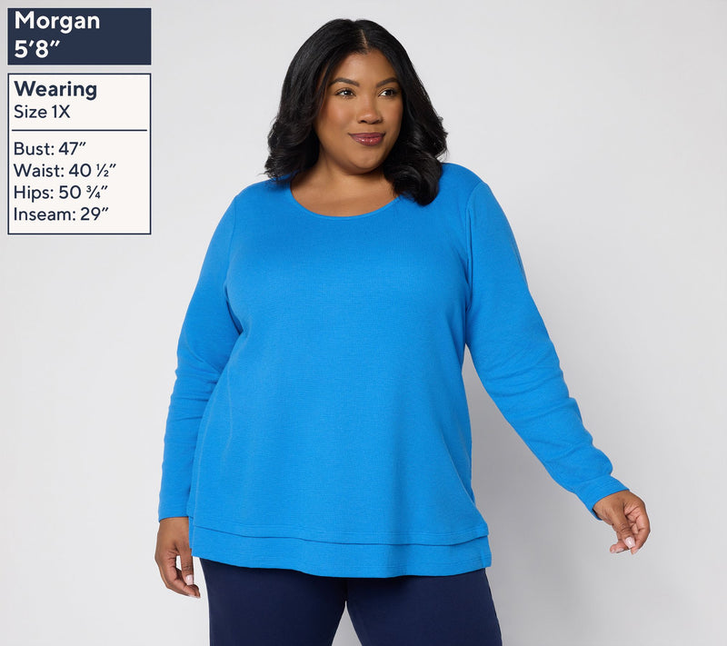 Denim & Co. Essentials Regular Waffle Knit Scoop Neck Swing Tunic — View 20