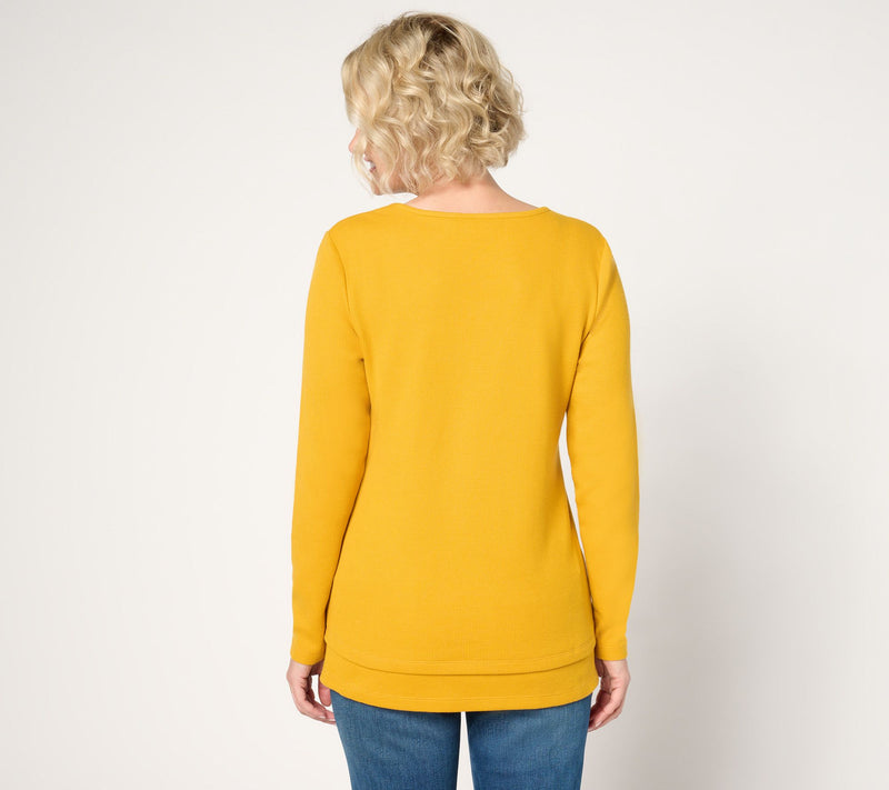 Denim & Co. Essentials Regular Waffle Knit Scoop Neck Swing Tunic — View 22