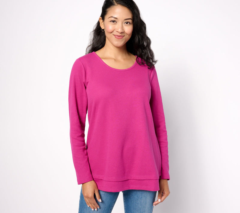Denim & Co. Essentials Regular Waffle Knit Scoop Neck Swing Tunic — View 2