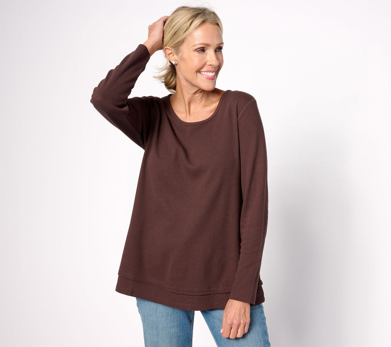 Denim & Co. Essentials Regular Waffle Knit Scoop Neck Swing Tunic — View 5
