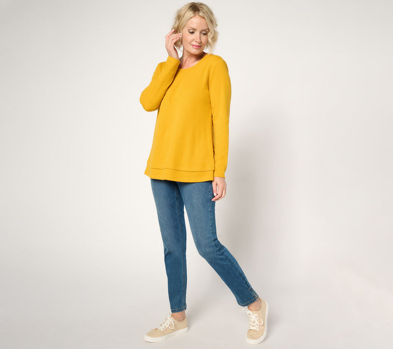 Denim & Co. Essentials Petite Waffle Knit Scoop Neck Swing Tunic — View 23