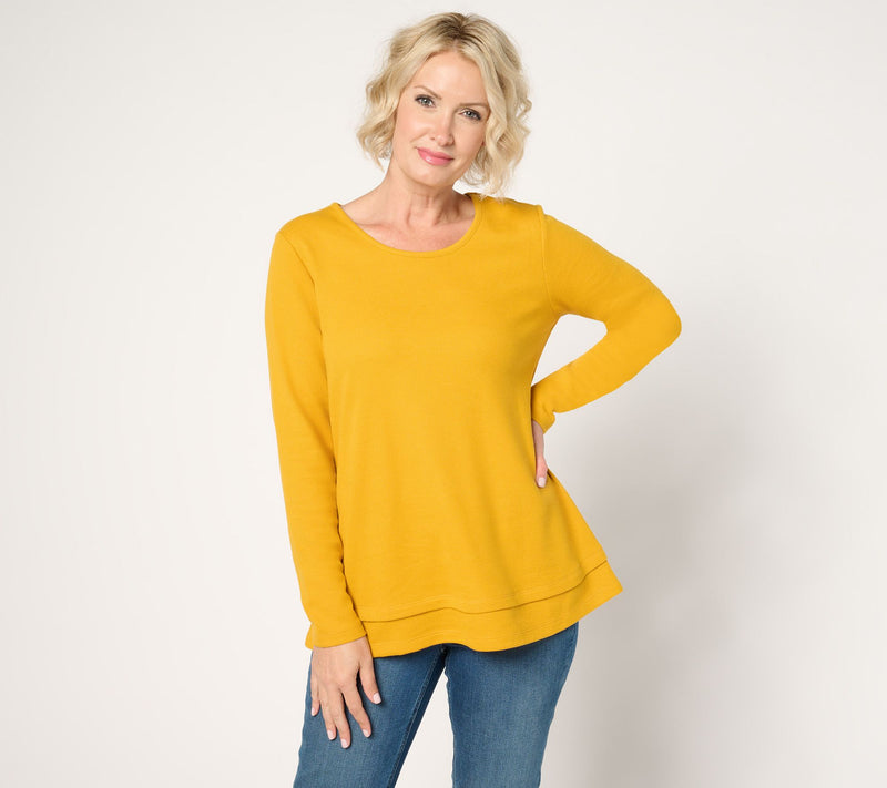 Denim & Co. Essentials Petite Waffle Knit Scoop Neck Swing Tunic — View 19