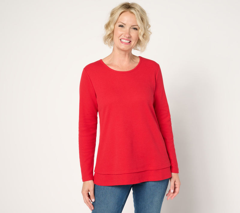 Denim & Co. Essentials Petite Waffle Knit Scoop Neck Swing Tunic — View 12