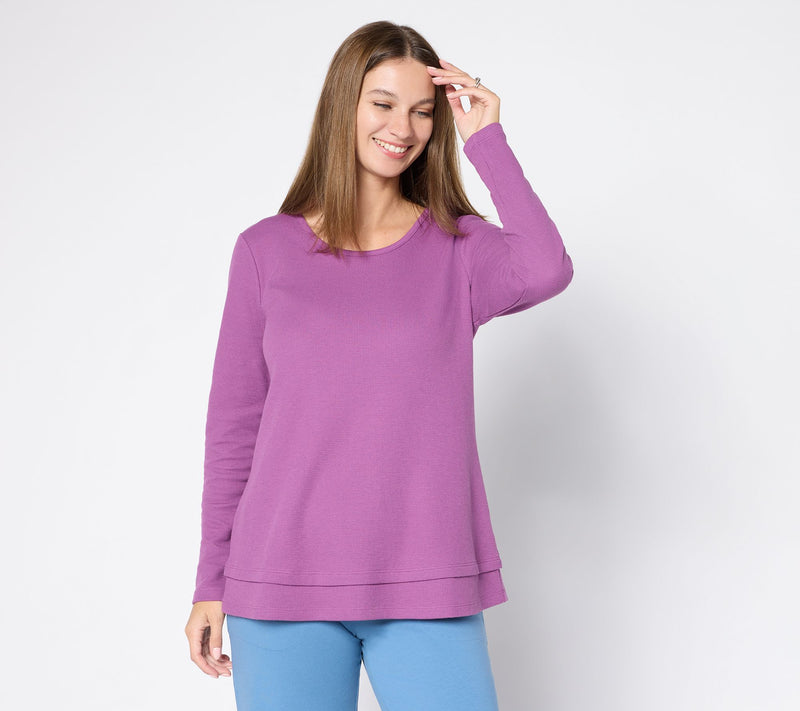 Denim & Co. Essentials Petite Waffle Knit Scoop Neck Swing Tunic — View 32