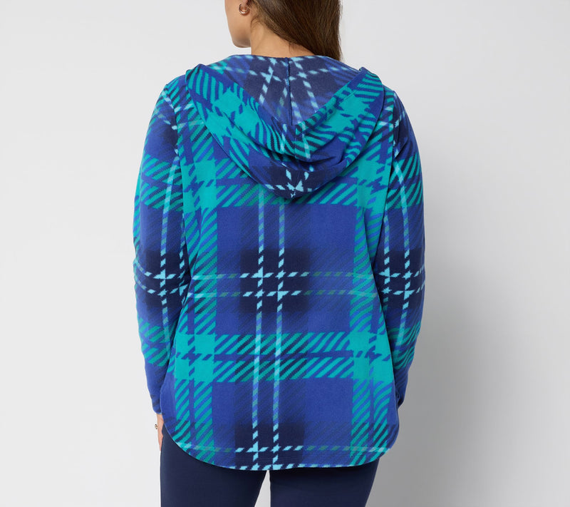Denim & Co. Active Fleece Printed Zip Front Hooded Jacket — View 11