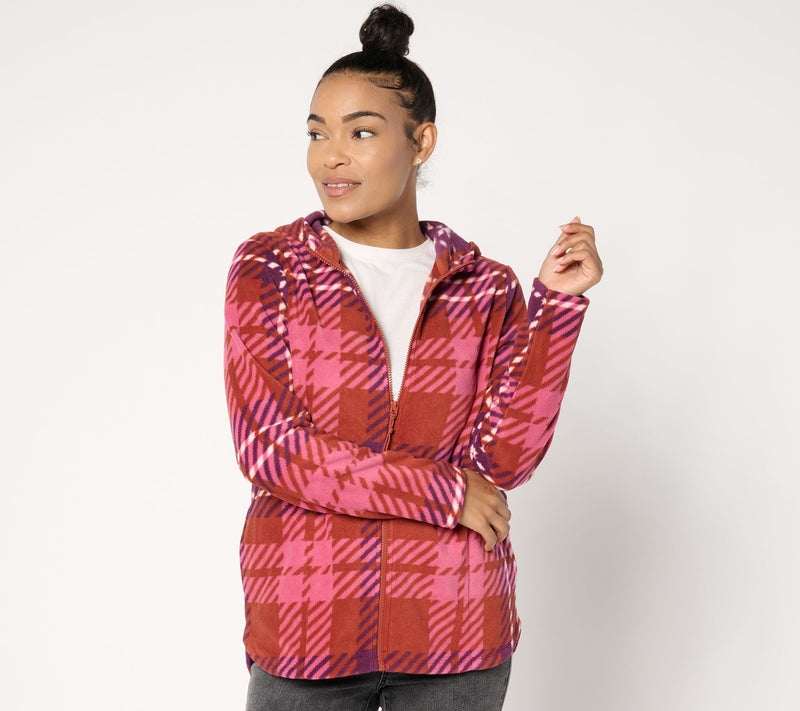 Denim & Co. Active Fleece Printed Zip Front Hooded Jacket — View 20
