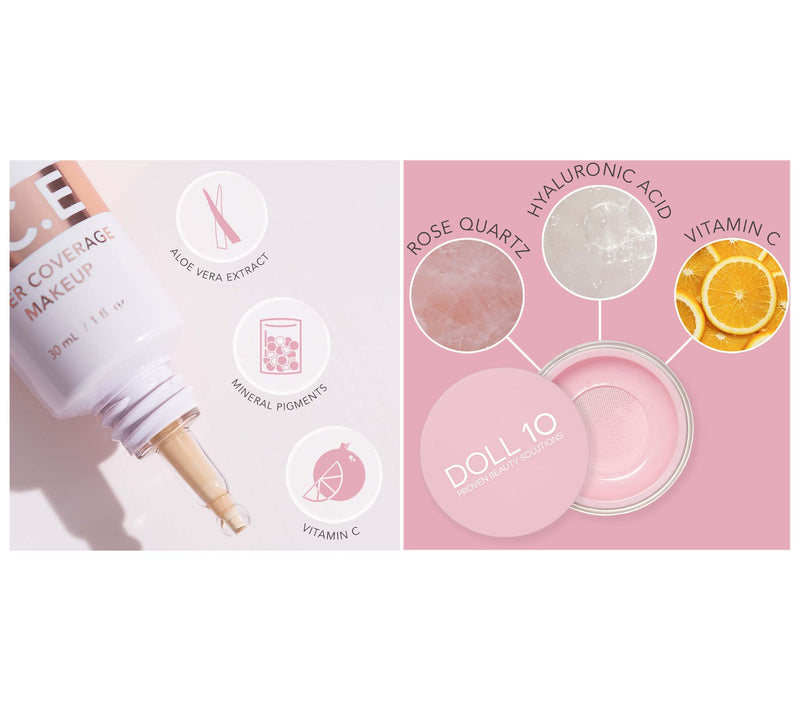 Doll 10 Super-Size TCE Foundation, Pink Powder,and Brush 3pc Set — View 25