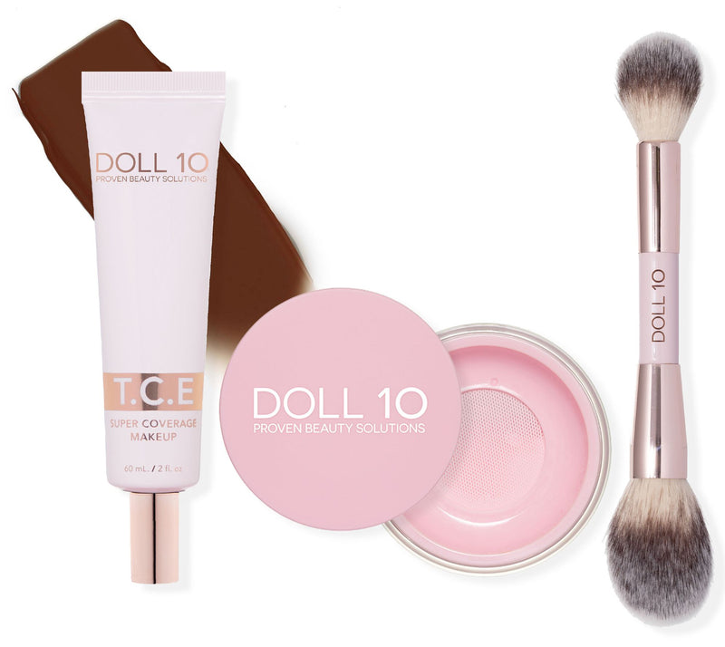 Doll 10 Super-Size TCE Foundation, Pink Powder,and Brush 3pc Set — View 21