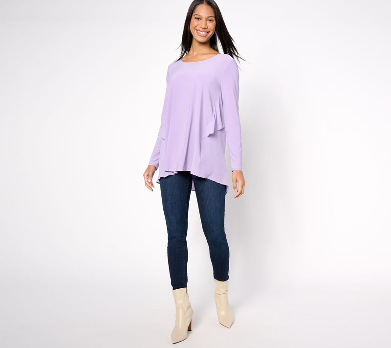 Women with Control Knit Top With Georgette Flutter Back — View 3