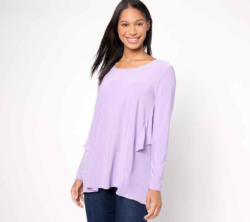 Women with Control Knit Top With Georgette Flutter Back — View 10