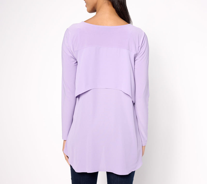 Women with Control Knit Top With Georgette Flutter Back — View 2