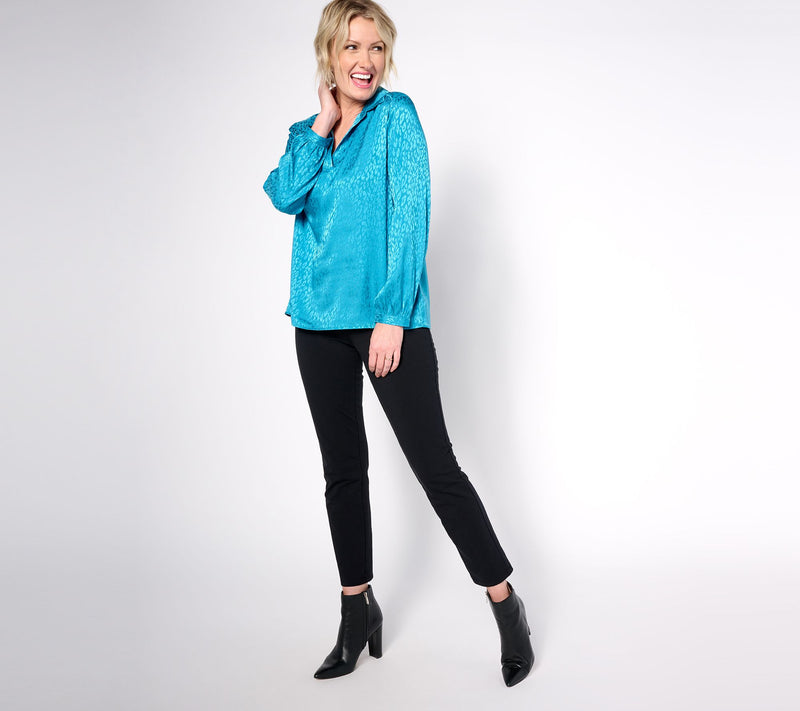 Women with Control Satin Jacquard Top — View 3
