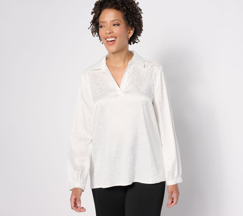 Women with Control Satin Jacquard Top — View 9