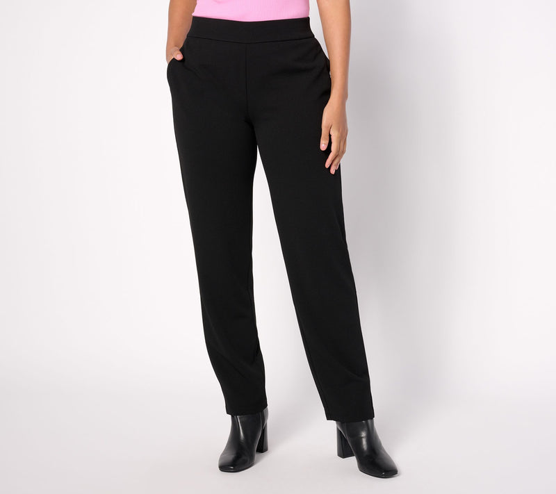 Dennis Basso Regular Luxe Crepe Slim Straight Pull On Pants — View 10