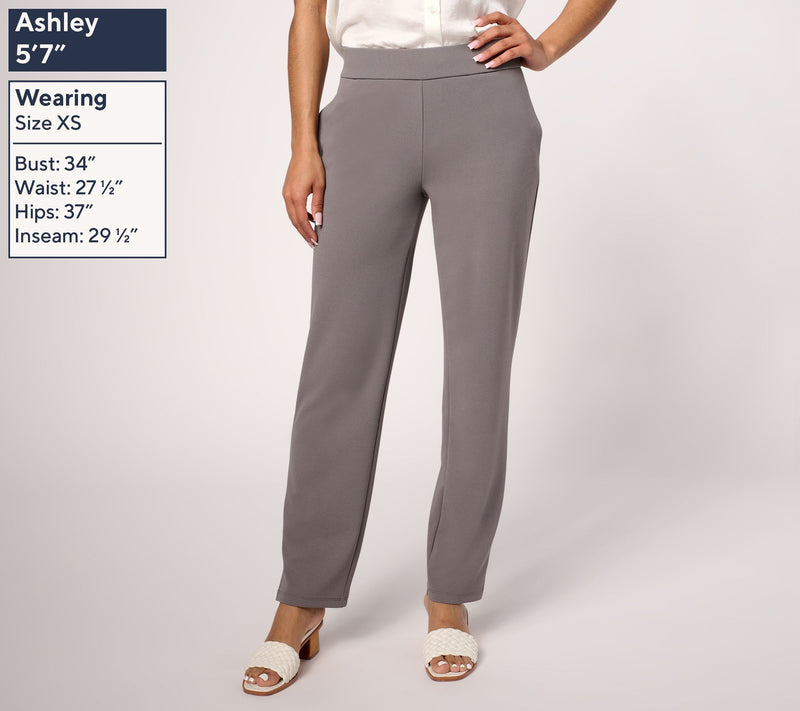 Dennis Basso Regular Luxe Crepe Slim Straight Pull On Pants — View 15