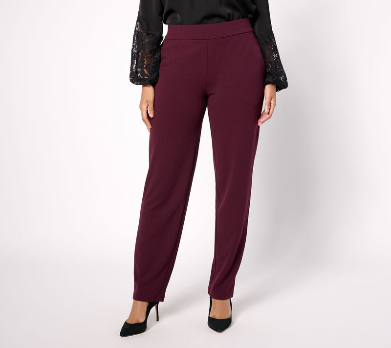 Dennis Basso Regular Luxe Crepe Slim Straight Pull On Pants — View 3