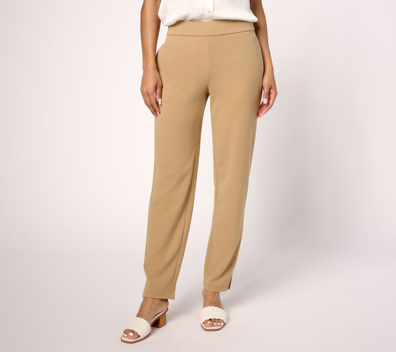 Dennis Basso Regular Luxe Crepe Slim Straight Pull On Pants — View 6