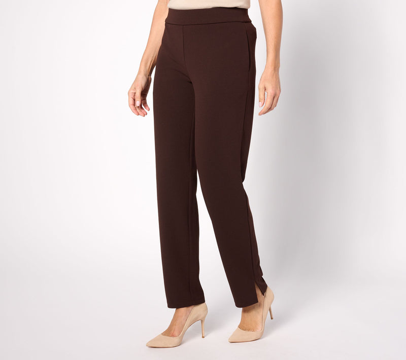 Dennis Basso Regular Luxe Crepe Slim Straight Pull On Pants — View 7