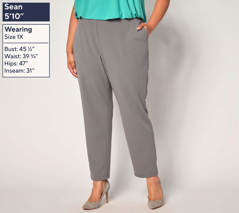 Dennis Basso Regular Luxe Crepe Slim Straight Pull On Pants — View 14