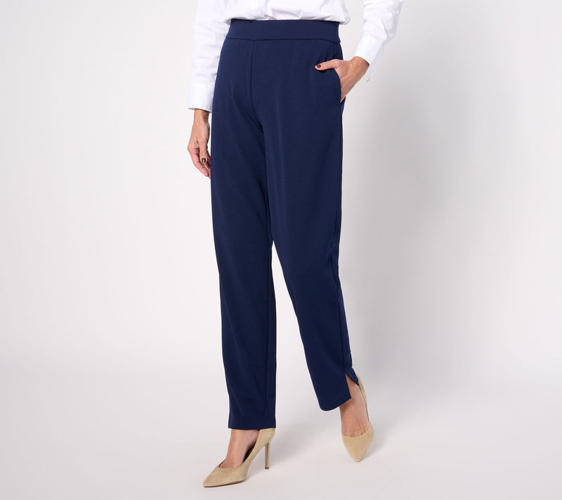 Dennis Basso Petite Luxe Crepe Slim Straight Pull On Pants — View 10