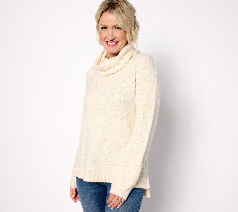 Denim & Co. Canyon Retreat Balloon Sleeve Turtleneck Sweater — View 9