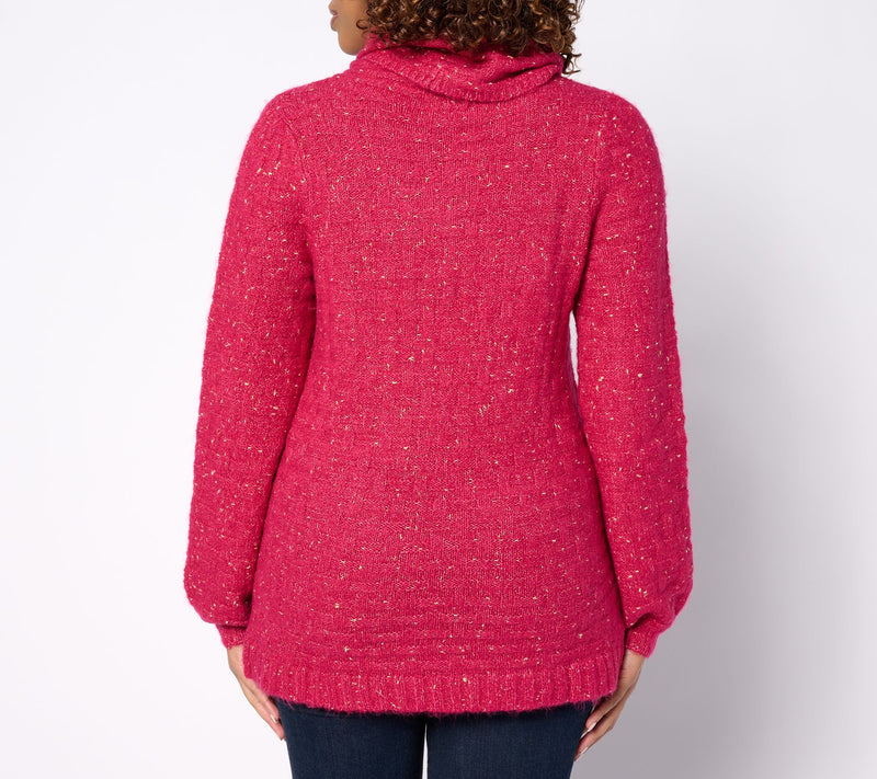 Denim & Co. Canyon Retreat Balloon Sleeve Turtleneck Sweater — View 2