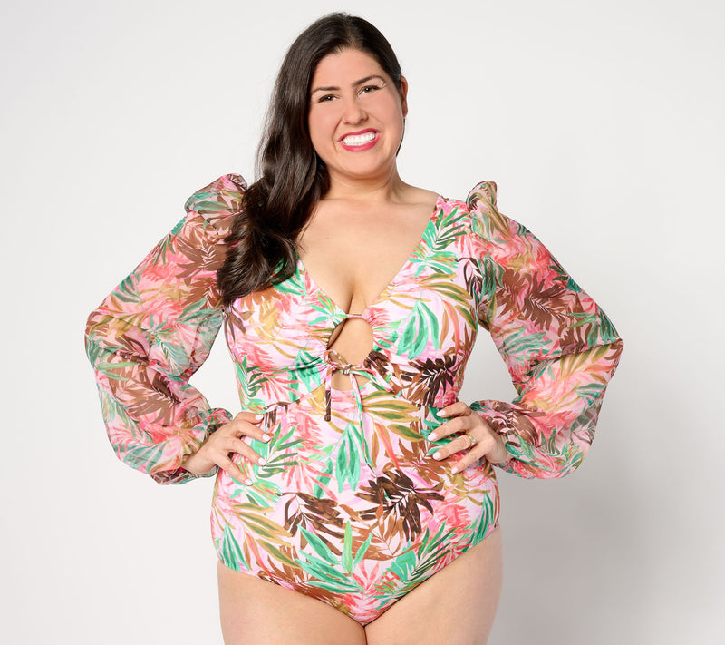 Kim Gravel x Swimsuits For All Chiffon Sleeve One-Piece — Main view
