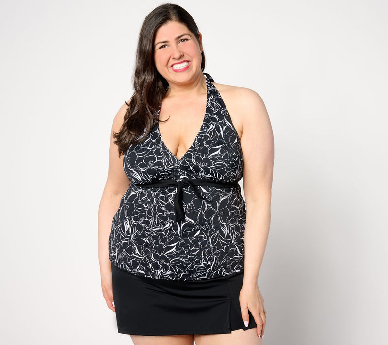 Kim Gravel x Swimsuits For All Halter Tankini & Front Slit Skort — View 11