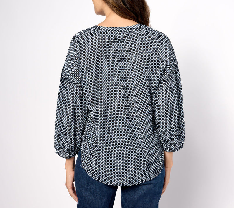 NYDJ Paulina Peasant Blouse- Diamond Peak — View 2