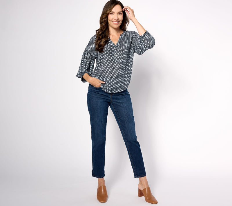 NYDJ Paulina Peasant Blouse- Diamond Peak — View 3