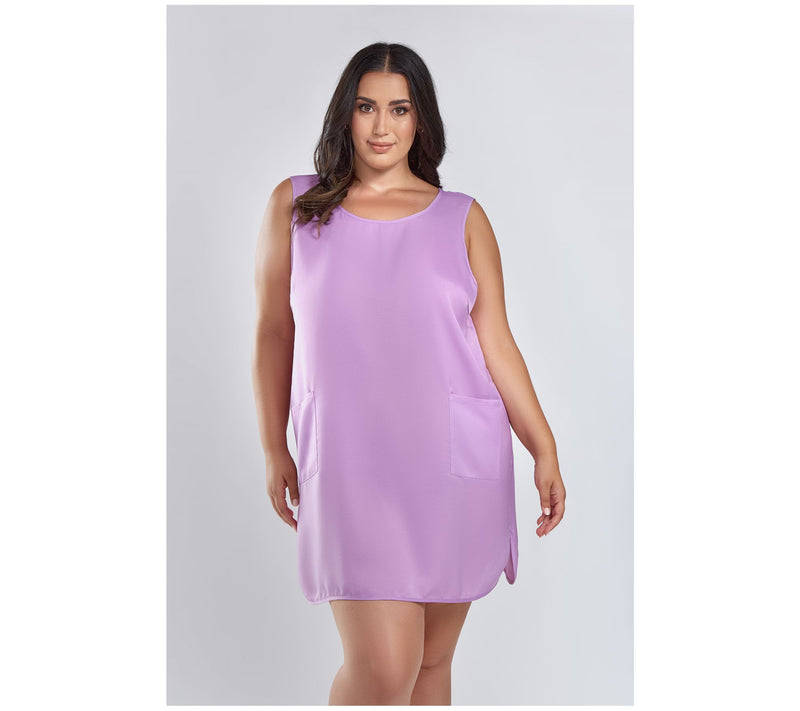 iCollection Sateen Dress w/ Deep V Back & Pockets — View 5