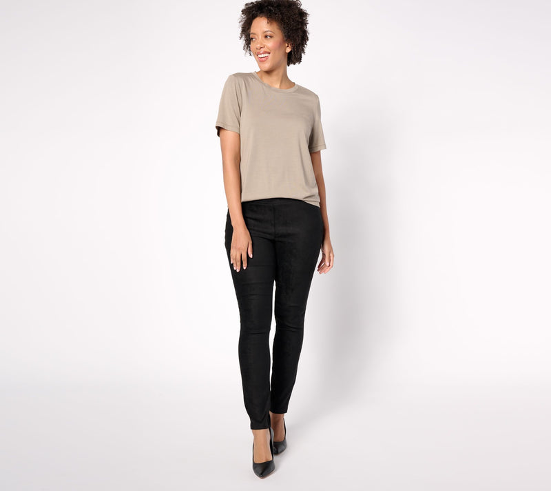 NYDJ Suede Pull On Basic Leggings-Black — View 4