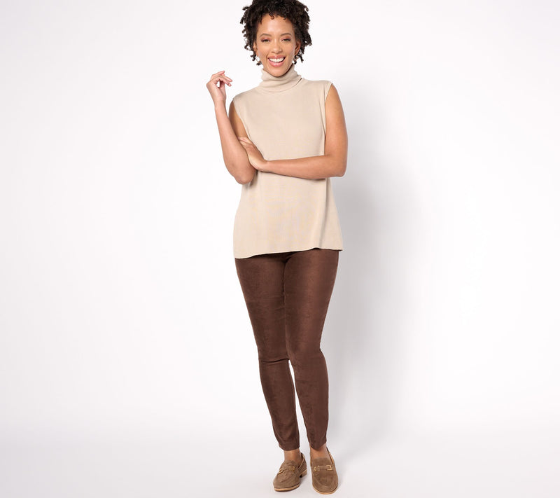 NYDJ Suede Pull On Basic Leggings -Dark Chocolate — View 5