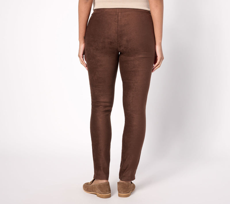 NYDJ Suede Pull On Basic Leggings -Dark Chocolate — View 4